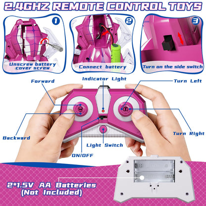 Agard Remote Control Spider Robot Toy - 2.4 GHZ RC Spider Toys, Realistic Remote Control Animal - Kids Easter Gifts Toys for 3 4 5 6 7 8 9 Year Old(Pink White)