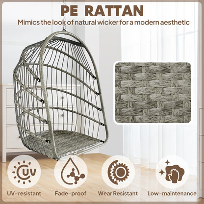 Chihee Egg Chair Foldable Wicker Rattan Hanging Swing Chair Indoor Outdoor Patio Wicker Chair Hammock Chairs with Stainless Steel Hanging Kit Chain Link UV Resistant Cushion Bedroom Balcony