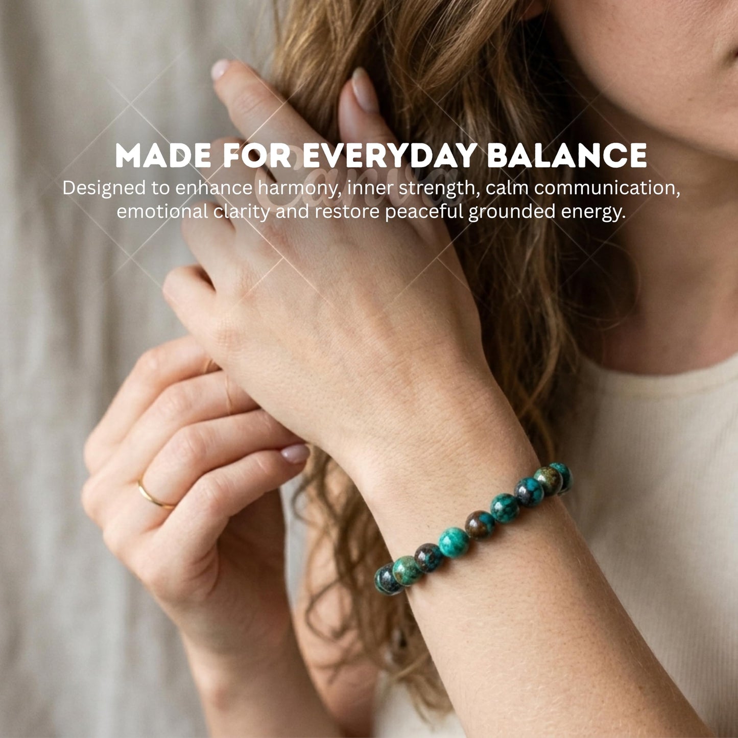 Cherry Tree Collection Chrysocolla Beaded Bracelet – Genuine 8mm Gemstone Stretch Bracelet for Men & Women – Handmade Crystal Bracelet - (Chrysocolla - S)