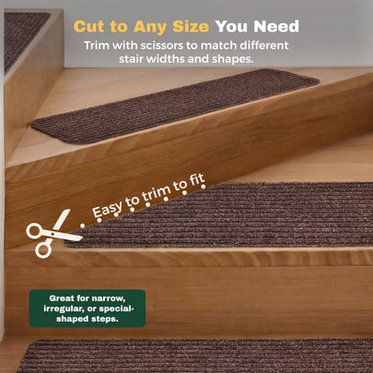 MBIGM Non-Slip Carpet Stair Tread Mat 30" x 30" Landing Rug-Matching Mat Non-Skid Safety Rug Slip Resistant - Brown