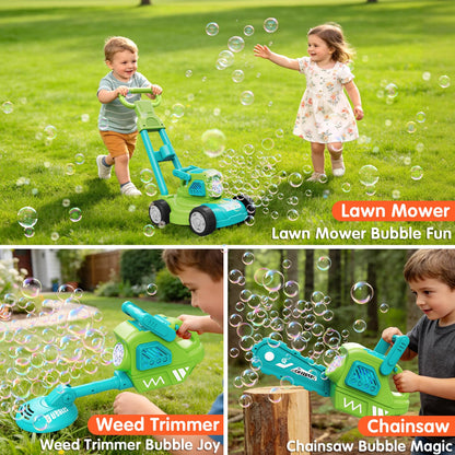 Bubble Lawn Mower for Kids, 3-in-1 Bubble Machine Blower with 10 Bubble Solution, Outdoor Push Toys for Toddlers Ages 3-8, Birthday Easter Summer Gift for Boys Girls 3 4 5 6 7 8 Year Old