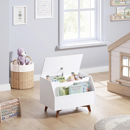 UTEX Kids Toy Box, Wooden Toy Chest, Kids Storage Organizer Bench with Front Book Storage Area for Boys and Girls, Children's Furniture, White