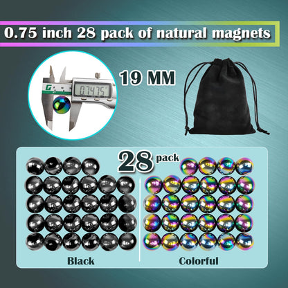 28 Pcs Magnet Stones Balls Fidget Toy, Adult Fidget Toys, Magnet Stones Balls Can Replace Ferrite Putty, Office Desktop Decoration, Stress Relief, Anti Anxiety, Executive Desk Toys (Black)