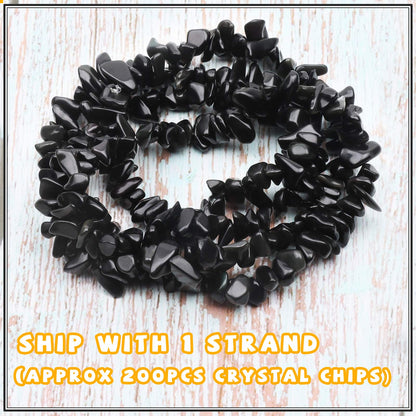 500 pcs Natural Chip Stone Beads, Black Obsidian Onyx 5-8 mm Irregular Gemstones Healing Crystal Loose Rocks Bead Hole Drilled for Jewelry Making Bracelet