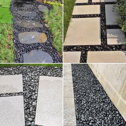 SHIZWU Natural Black River Rocks - 2-3 inch 5LB High Polished Decorative Pebbles, Black Stones for Landscaping, Natural River Rocks for Outdoor Décor, Polished Pebbles for Plants.