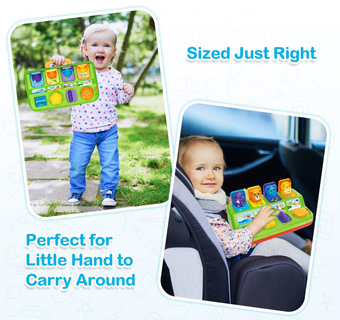 Ellinjan Musical Pop-Up Cause and Effect Toys with Light & Music for 1-3 Year Olds, Baby Interactive Toy with Animal Sounds, Ideal Gifts for Babies Boys Girls