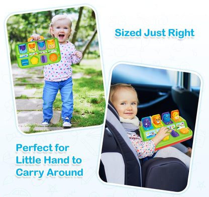 Ellinjan Musical Pop-Up Cause and Effect Toys with Light & Music for 1-3 Year Olds, Baby Interactive Toy with Animal Sounds, Ideal Gifts for Babies Boys Girls