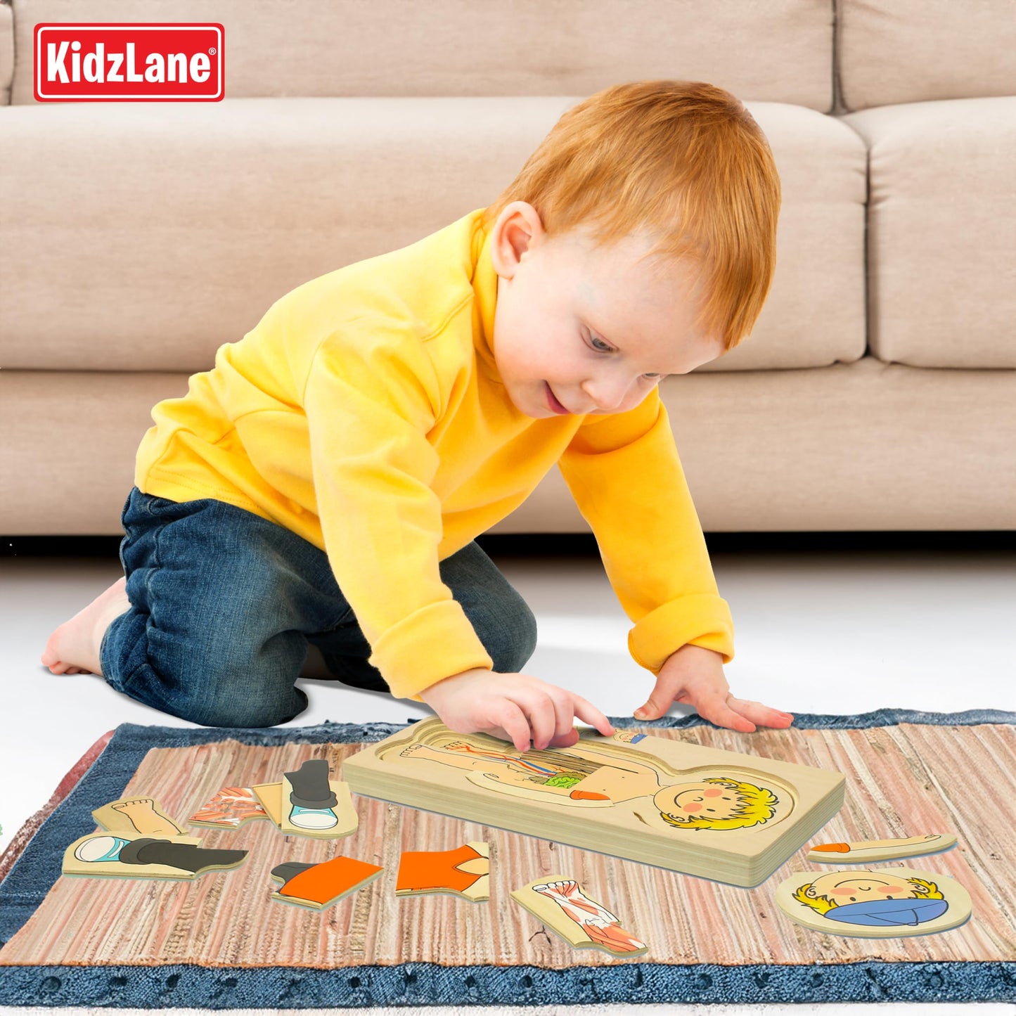 Kidzlane Boy Wooden My Body Puzzle for Toddlers & Kids - 29 Piece Boys Anatomy Puzzle Kid Play Set - Anatomy for Kids, Skeleton Toys for Children Ages 3 Plus