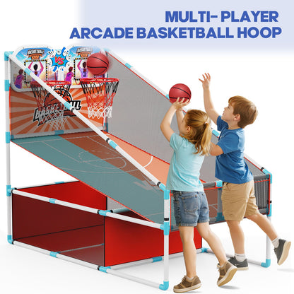 2-Player Arcade Basketball Game Set,Upgraded Indoor Hoop with LED Light Electronic Scoreboard 4 Balls,Carnival Games Sports Toys Kids 3-10 for Home Party Backyard Outdoor Boys Girls Toddlers Gifts
