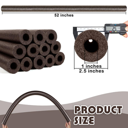 Nezyo 12 Pack Pool Noodles Foam Swim Noodles 52 Inch Jumbo Hollow Swimming Pool Noodle Bulk Floats Heavy Duty for Xmas Decoration Craft Projects Padding Bumper(Brown)