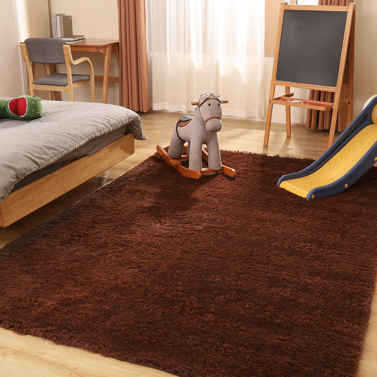 Puremy Luxury 3x5 Area Rug, Ultra Soft Rugs for Living Room, Plush Carpet Rugs for Bedroom, Non-Slip Indoor Rug for Nursery, Study Room, Playroom, Home Decor, Brown
