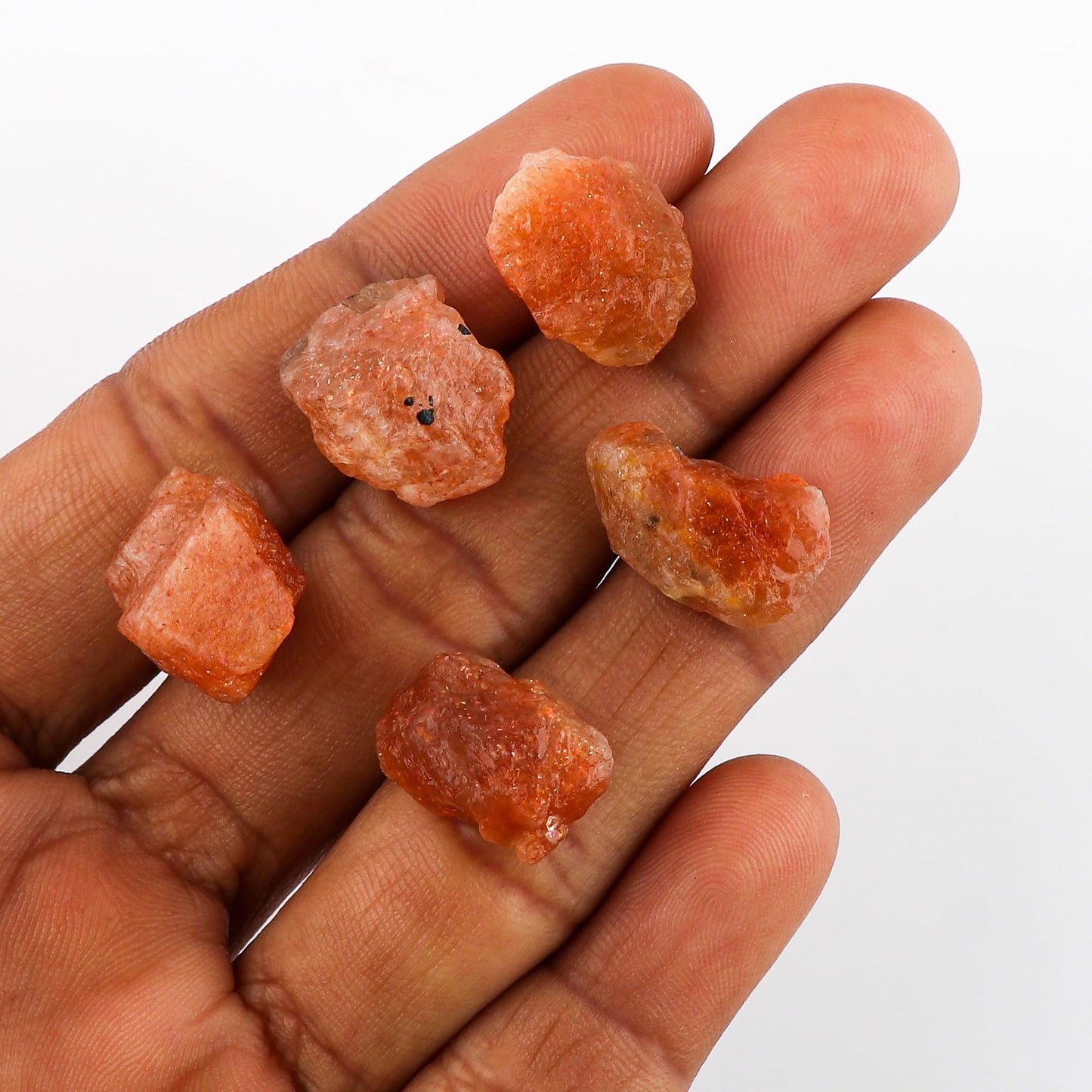 CRYSTALINES 5pcs AAA Grade, Wholesale Natural Raw Sunstone Gemstone, Untreated Rough Stone, Bulk Loose Supplies, DIY Crafts, Jewelry Making, Healing Crystals, Wire Wrapping, Gem Collection