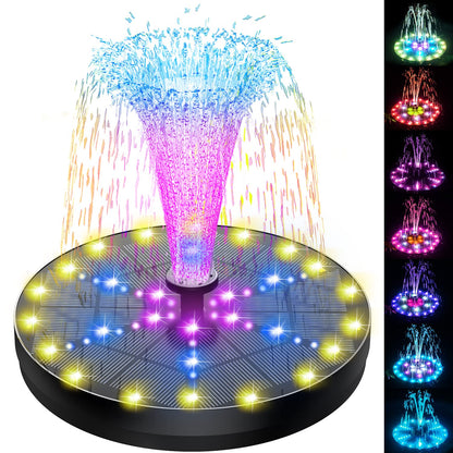 SZMP Solar Fountain 4W Bird Bath Fountains Upgraded 60 LED Lights, Built-in 4000 mAh Battery with 7 Nozzles & 4 Fixers, Solar Water Fountain for Garden, Bird Bath, Pool, Pond, Outdoor