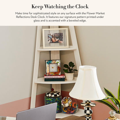 MACKENZIE-CHILDS Desk Clock, Decorative Clock for Kitchen and Living Room, Flower Market Reflections