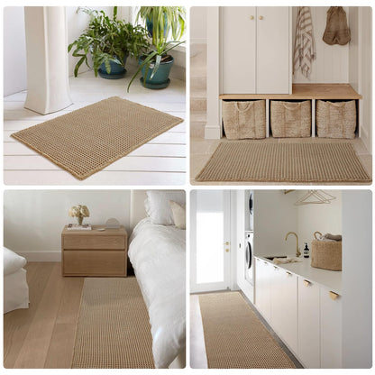 TYUU Waffle Bath Mat, Boho Bathroom Rugs Non Slip Washable Super Absorbent Quick Dry Farmhouse Bathroom Decor, 30"x20" Khaki