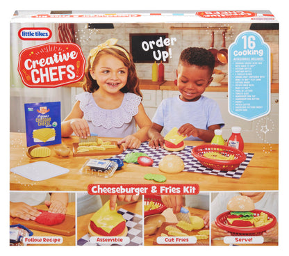 Little Tikes Creative Chefs Cheeseburger and Fries Kit with 22 Accessories, Pretend Play Cooking Set, for Boys and Girls Ages 3+ Years