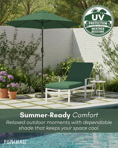 Punchau 6 Ft Outdoor Patio Umbrella, Easy Open/Close Crank and Push Button Tilt Adjustment - Hunter Green Market Umbrellas
