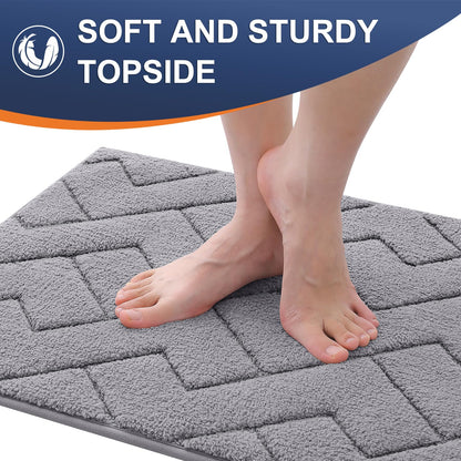 OLANLY Indoor Door Mat, 32x20, Dirt Resistant and Absorbent, Sturdy Non-Slip Rubber Backing, Easy to Clean, Washable Low-Profile Doormat for Entryway, Medium Gray