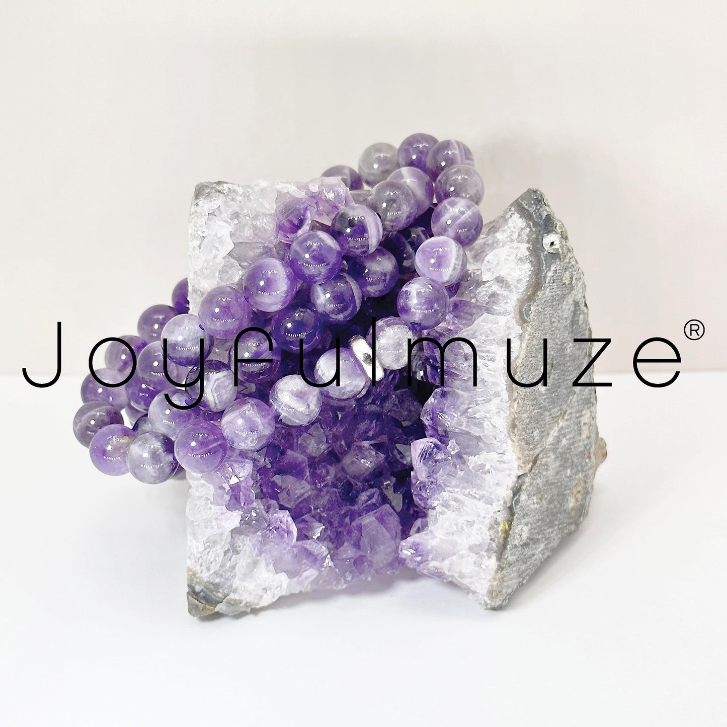 Joyfulmuze Genuine Dream Amethyst, Handmade Stackable Stretch Bracelet, Simple Natural Purple Quartz, Healing Chakra Bracelet, Gifts for Women, 17cm (Dream-Amethyst)