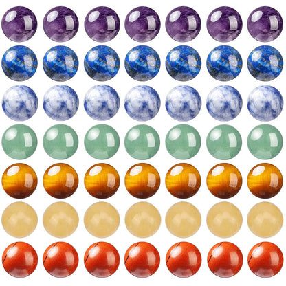HAAMIIQII 60pcs 6mm 7 Chakra Natural Stone Beads Polished Round Loose Gemstone Beads for Jewelry Making Strand 15 Inch
