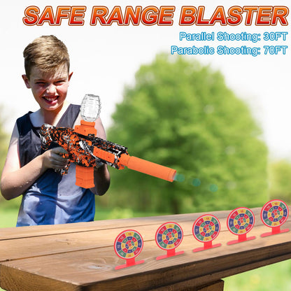 2 Pack Gel Ball Blaster Automatic Electric Splatter Ball Toy 10 Rounds Per Seconds with Rechargeable Batteries, Line, Goggles and Target - Outdoor Activities Team Game Toy Age 14+