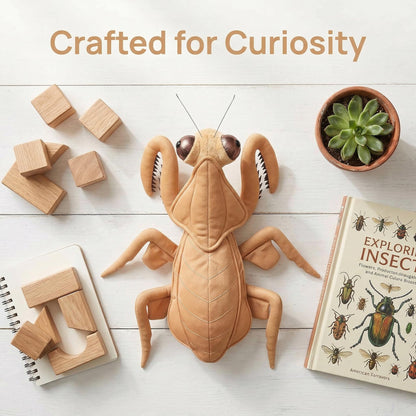 ZHONGXIN MADE Large Brown Mantis Plush Toy - Realistic Brown Praying Mantis Stuffed Animals 15in, Lifelike Soft Big Wings Insect Toys Real Plushie Toy, Unique Plush Gift Collection for Kids