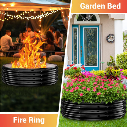 48 Inch Large Outdoor Fire Pit Ring,Heavy Duty High Heat Resistant Wood Burning Firepit for Outside,12" Tall,Galvanized Steel Outdoor Fireplace & Fire Pits Bowl for Backyard Bonfire, Patio,Camping