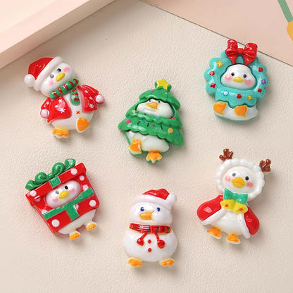 Christmas Resin Embellishments, 40 Pieces Assorted Styles Xmas Tree Santa Claus Snowman Gift Box Design Resin Flatbacks for DIY Crafting, Phone Case,Scrapbooking (Red)