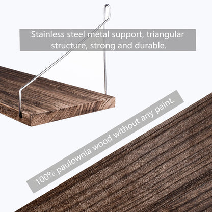 MITIME Floating Shelves Set of 3 Rustic Solid Wood Floating Shelf Wall Storage Shelves for Living Room, Bedroom, Bathroom, Kitchen Laundry, Office.no Drill Shelf.(Retro Color L+M+S)