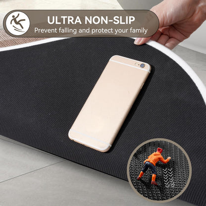 YDKGL Half Circle Bath Mat, Non Slip Bath Mat, Thin Bathroom Rugs Fit Under Door Quick Dry Absorbent Washable Bathroom Mat with Rubber Backing, Brown Beige 16x24