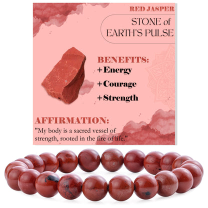 Red Jasper-Strong Base-8mm Beaded Bracelets for Women Handmade Semi Precious Natural Stone Stretch Elastic Jewelry Yoga Protection Gifts