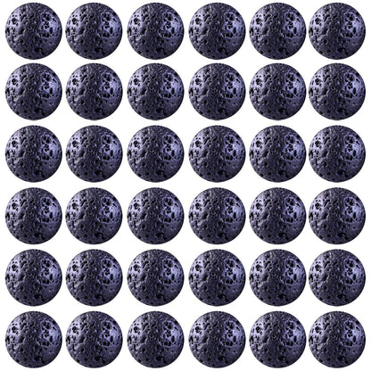 Natural Black Lava Round Genuine Stone Beads - 100pcs, 10mm, Hole 1mm, DIY for Essential Oil Yoga Bracelet Necklace Earrings Jewelry Making