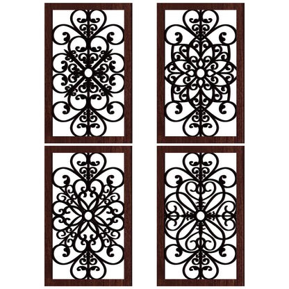 Yulejo 4 Pieces Thicken Rustic Wall Decor Modern Farmhouse Wall Art Decor Wooden Hollow Carved Design Rustic Art for Living Room Hallway Office Kitchen Decoration