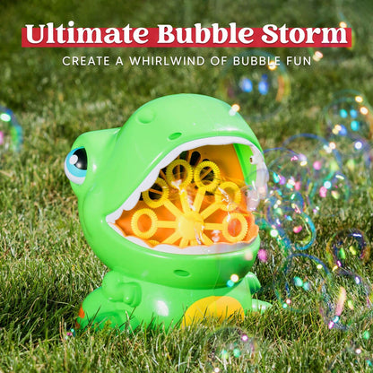 JOYIN Dinosaur Bubble Machine, Bubble Machine Gun Blower with Solutions for Kids, Summer Outdoor Indoor Toy, Dinosaur Party Favor, Kids Birthday Gift (Green)
