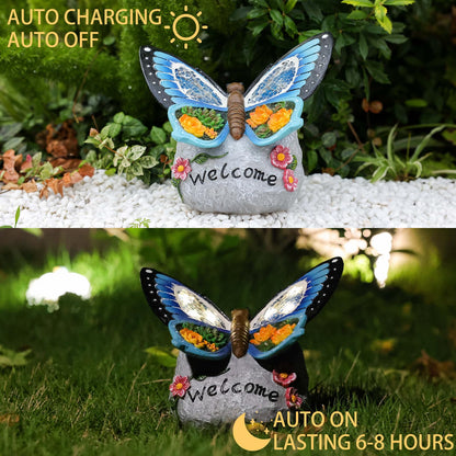 Yiosax-Garden Statue Butterfly Decor-Solar Outdoor Butterfly Light-Butterfly Figurine Decoration for Patio,Balcony,Yard,Lawn Ornament Garden Gift Women Mom