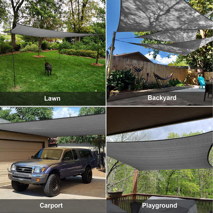 SUNLAX Large Sun Shade Sail 16' x 20' Dark Grey Rectangle Canopy Sail Shade Cover UV Block Permeable Sunshade Outdoor for Patio Backyard (We Make Custom Size)