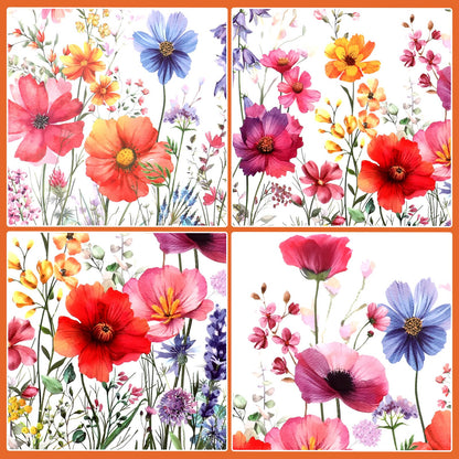 HJZHII Flower Window Sticker, Double Sided Floral Glass Wall Stickers Flower Window Clings Wildflower Grass Decals for Home Glass Door Office Decor