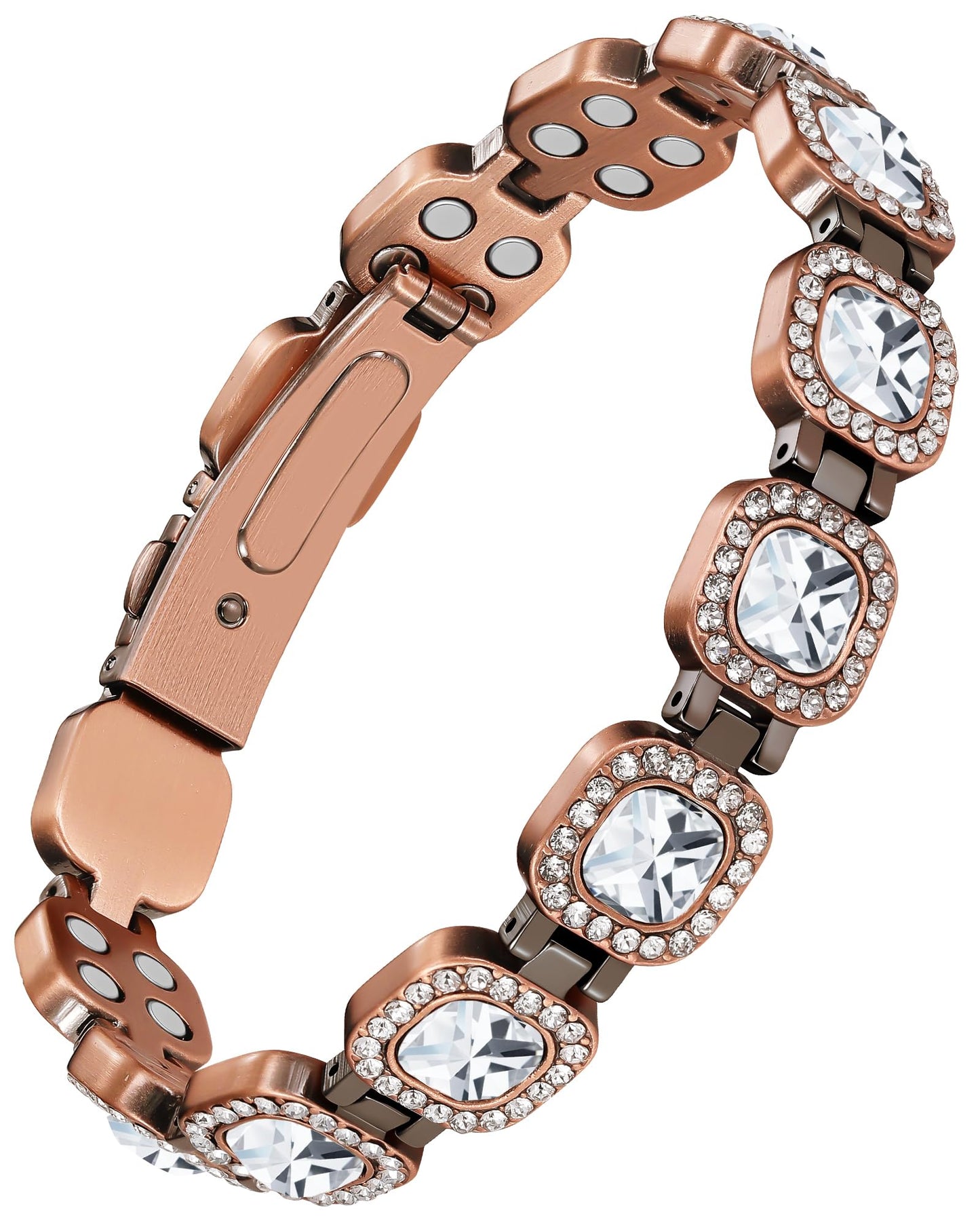 Jecanori Pure Copper Magnetic Bracelet for Women, 4X Strength Magnetic Therapy Bracelet with 3800 Gauss Neodymium Magnets, Adjustable Copper Jewelry Gift