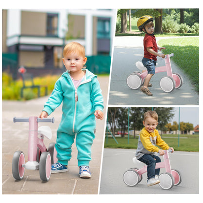 Baby Balance Bike for 1 Year Old Boys Girls, Toddler First Bike with 4 Colorful Lighting Wheels | 10-36 Month Toddler Balance Bike | First Birthday Gifts (Baby Pink)