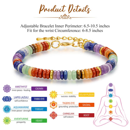 Yavannah Chakra Bracelets for Women, Crystals and Healing Stones Beaded Bracelets Stress Relaxing Spiritual Christmas Birthday Gifts for Women Mom