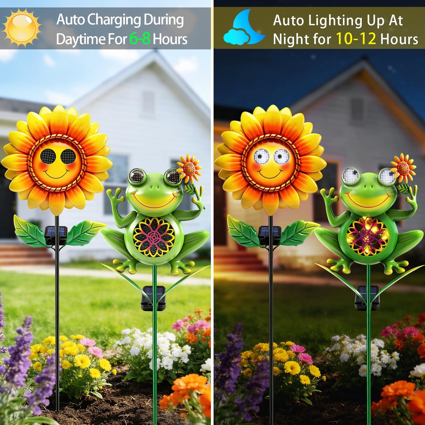 Solar Sunflower Garden Stake with Moving Eyes, Metal Flower Solar Garden Decor Outdoor, Mother's Day Garden Gift for Women Mom, Waterproof Animated Sunflower Yard Decoration for Lawn Patio Pathway
