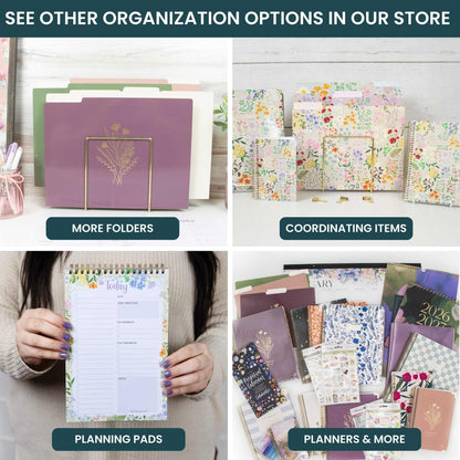 bloom daily planners Decorative File Folders - Set of 12 Letter Size (8.5” x 11”) Organizers, 1/3 Cut Tabs - Aesthetic Floral Folders for School & Office - Garden Party