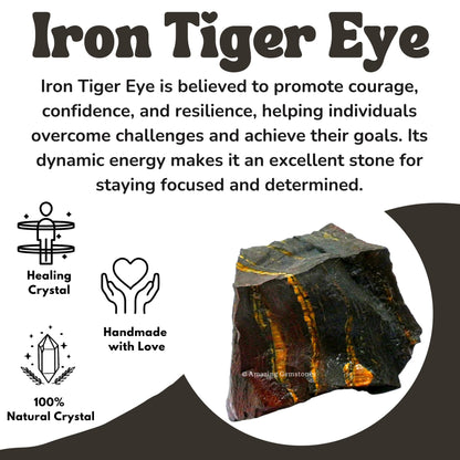 Amazing Gemstone 2 Pieces Iron Tiger Eye Raw Crystals and Healing Stones, Natural Rocks for Tumbling and DIY Raw Stones and Crystals