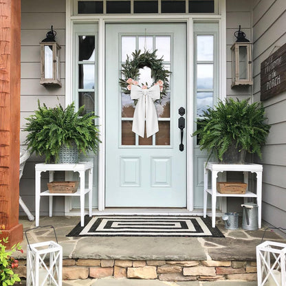 2 Pcs White Wreath Sash for Front Door Linen Wreath Ribbon Bow for Yard Porch Garland Home Decor