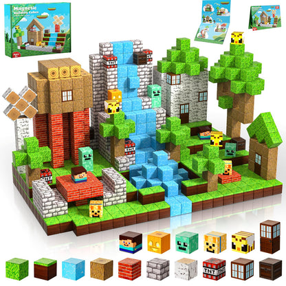 ToyUnited Magnetic Blocks-100PCS Magnetic Building Blocks Magnet Cube Toys Stacking,Build Forest World Set,STEM Montessori Sensory Toys for Kids Boys Girls Age 3 4 5 6 7 8 9 10 Easter Birthday Gift