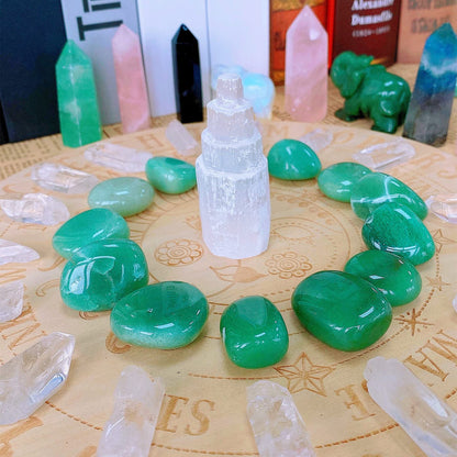 QINJIEJIE Crystals Green Aventurine (1000+ Carats) Polished Stone 0.6-1" Natural Irregular Stone Tumbled Reiki Healing Crystal Decoration Bulk 0.45 LB 200G