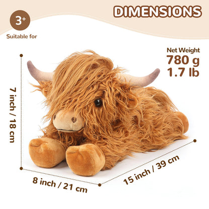 Highland Cow Stuffed Animals, Microwavable Stuffed Animal Adorable Fluffy Highland Cow Plush for Warmth Comfort, Heatable Coolable Lavender Scent Toy, Cute Soft Plushies Gift for Kid Boy Girl & Adult