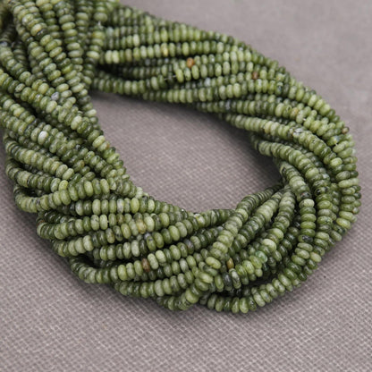 BONNY BOXX 1 Strand (150PCs) Natural 2 * 4mm Canadian Jade Rondelle Beads, Natural Abacus Disk Stone Beads Loose Spacer Gemstone for DIY Bracelet Necklace Jewelry Making