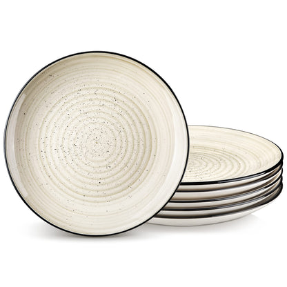 vancasso Bonbon Dinner Plates Set of 6, 10.5 Inch Ceramic Dinner Pasta Plates,Large Dinnerware Plate for Kitchen, Microwave & Dishwasher Safe Serving Bowls, Beige