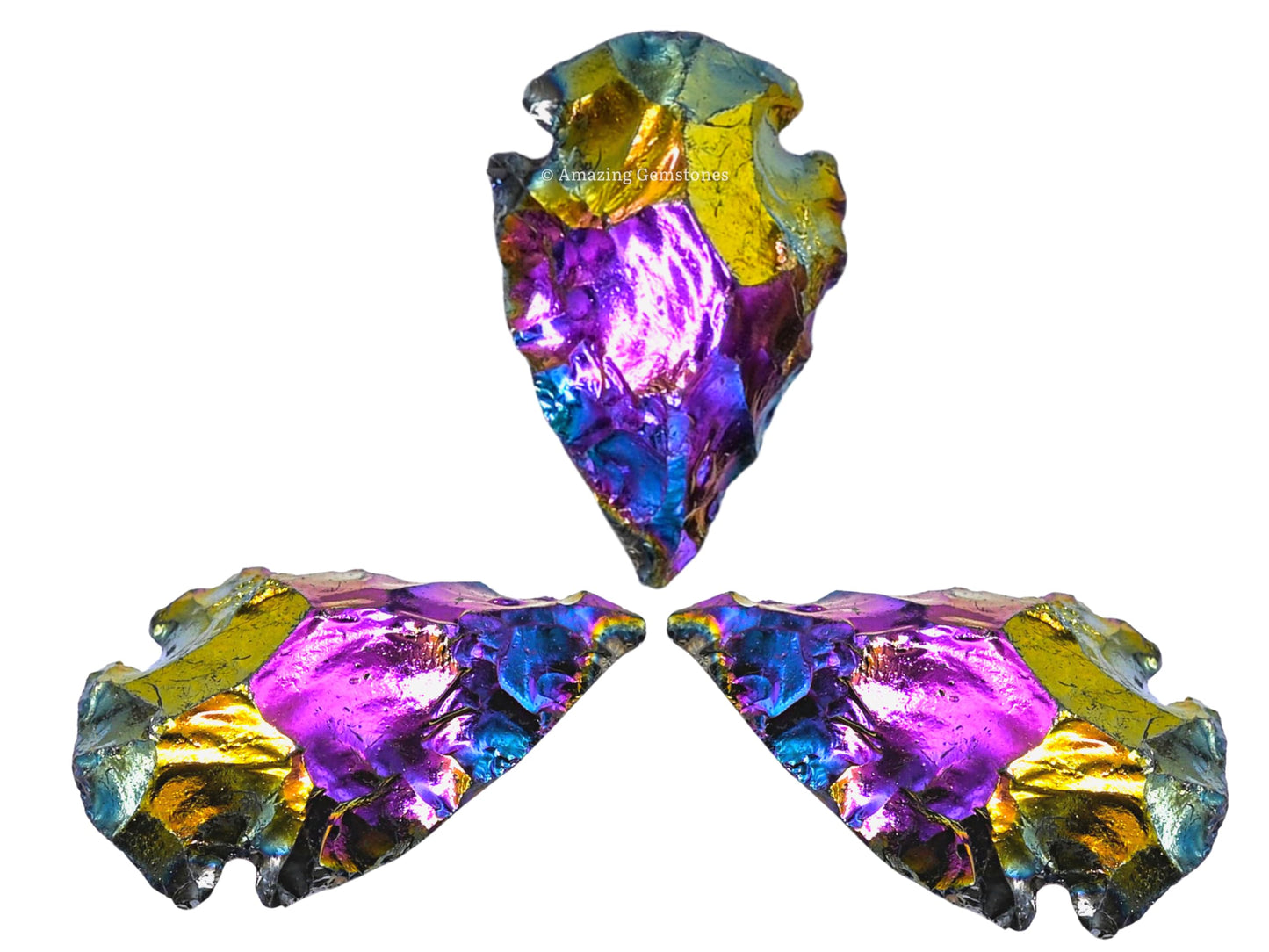 Amazing Gemstone Titanium Aura Fancy Jasper Quartz Arrowhead, Crystal and Healing Stone Flint Rock Arrow Head - 1 to 1.5 Arrowheads for DIY Project Craft Point Jewelry Making